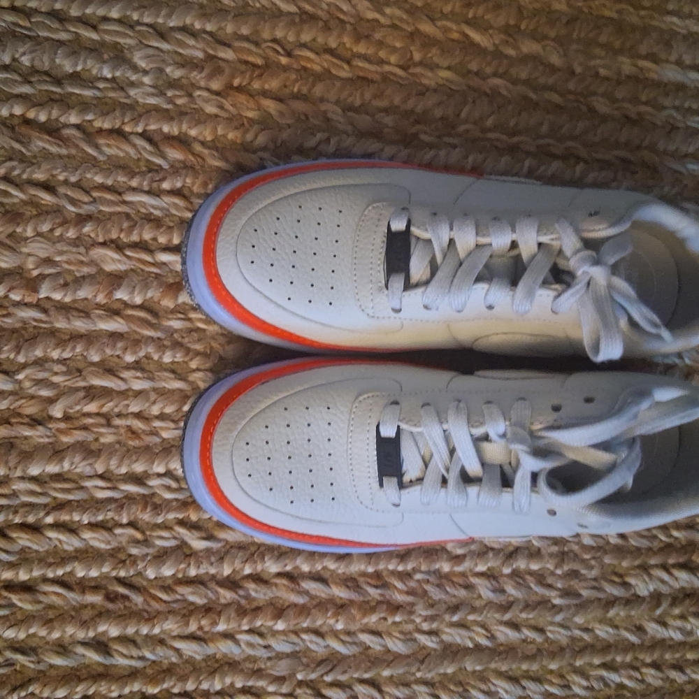 Nike White and Orange Sneakers with Breathable Design